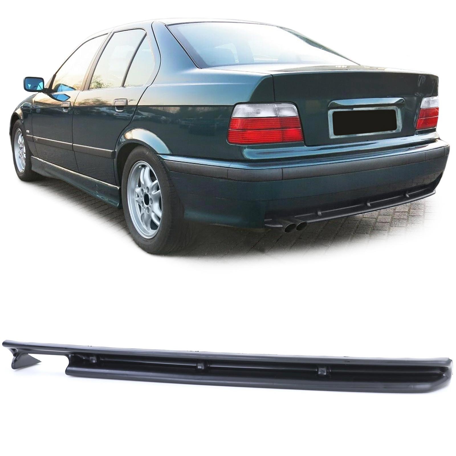 Achterdiffusor - BMW 3 Serie E36 90-99 - Sport Optiek - Dubbele pijp links - zwart