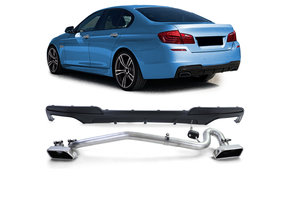 Diffusor met uitlaat - BMW F10 F11 520-530 - Roestvrij staal - Zwart mat