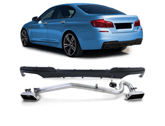 Diffusor met uitlaat - BMW F10 F11 520-530 - Roestvrij staal - Zwart mat