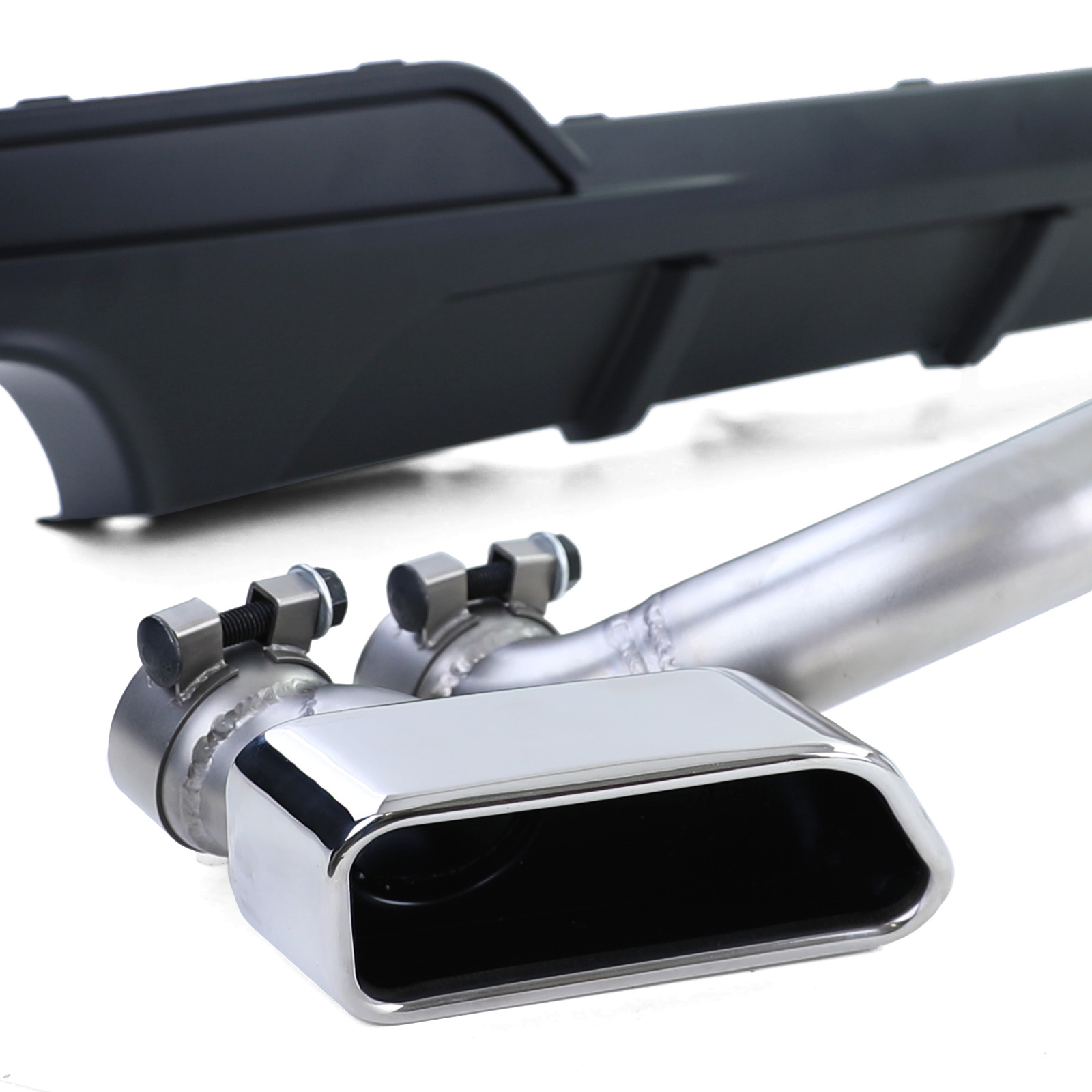 Diffusor met uitlaat geschikt voor BMW F10 F11 520-530 - Roestvrij staal - Zwart mat