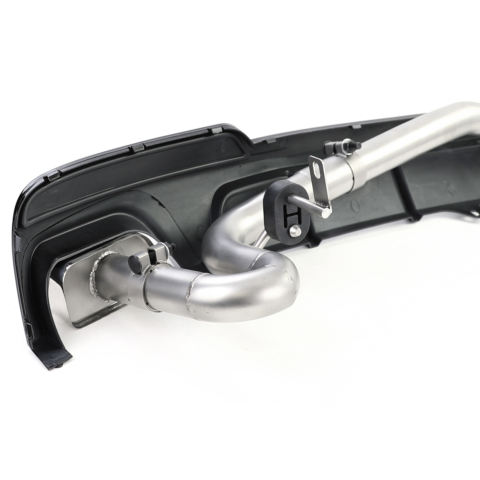 Diffusor met uitlaat geschikt voor BMW F10 F11 520-530 - Roestvrij staal - Zwart mat