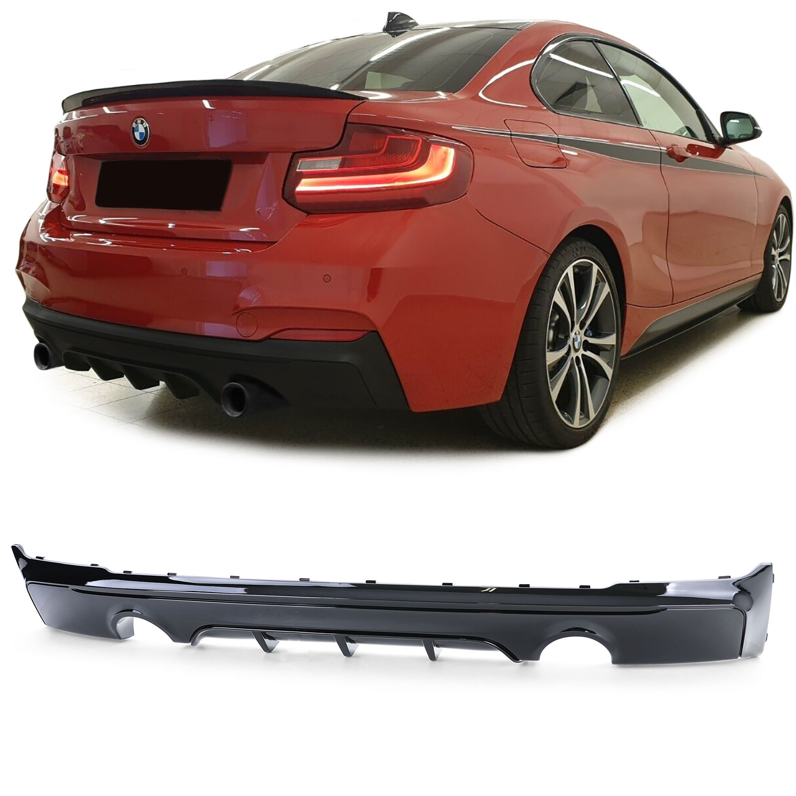 Achterdiffusor - BMW 2 Serie F22 F23 - zwart glans