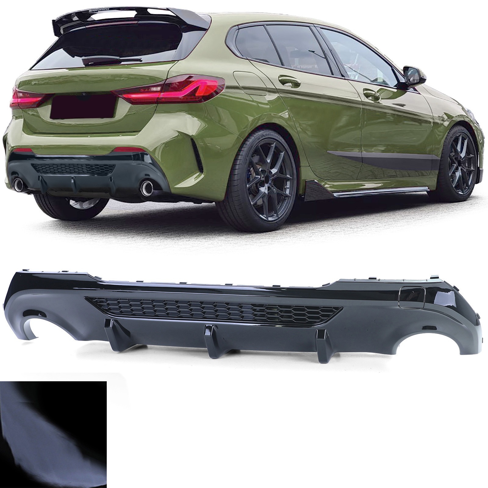 Achterdiffusor - BMW 1 Serie F40 - zwart glans