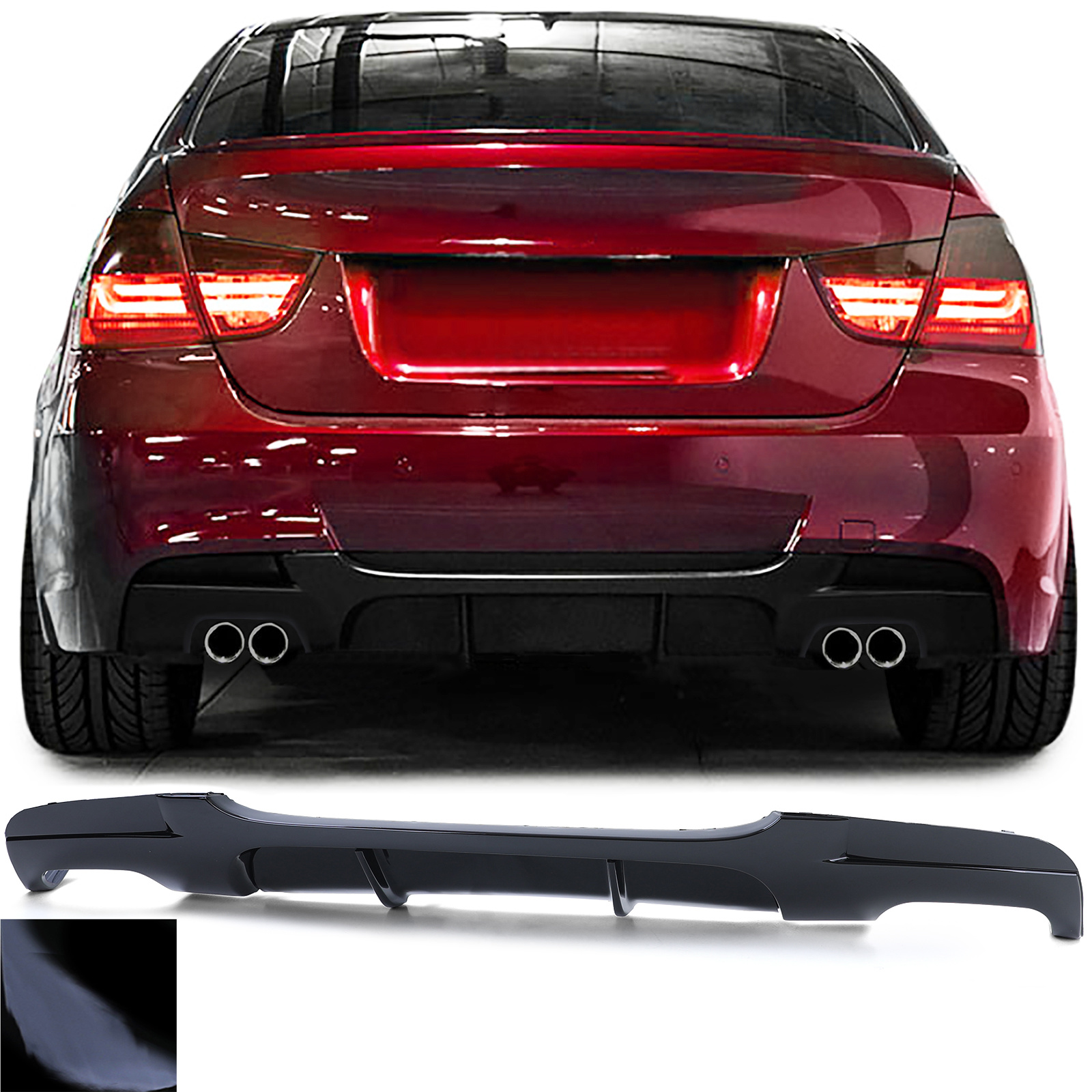 Achterdiffusor - BMW 3 Serie E90 E91 05-12 - Prestatie-Optiek - Glanzend Zwart