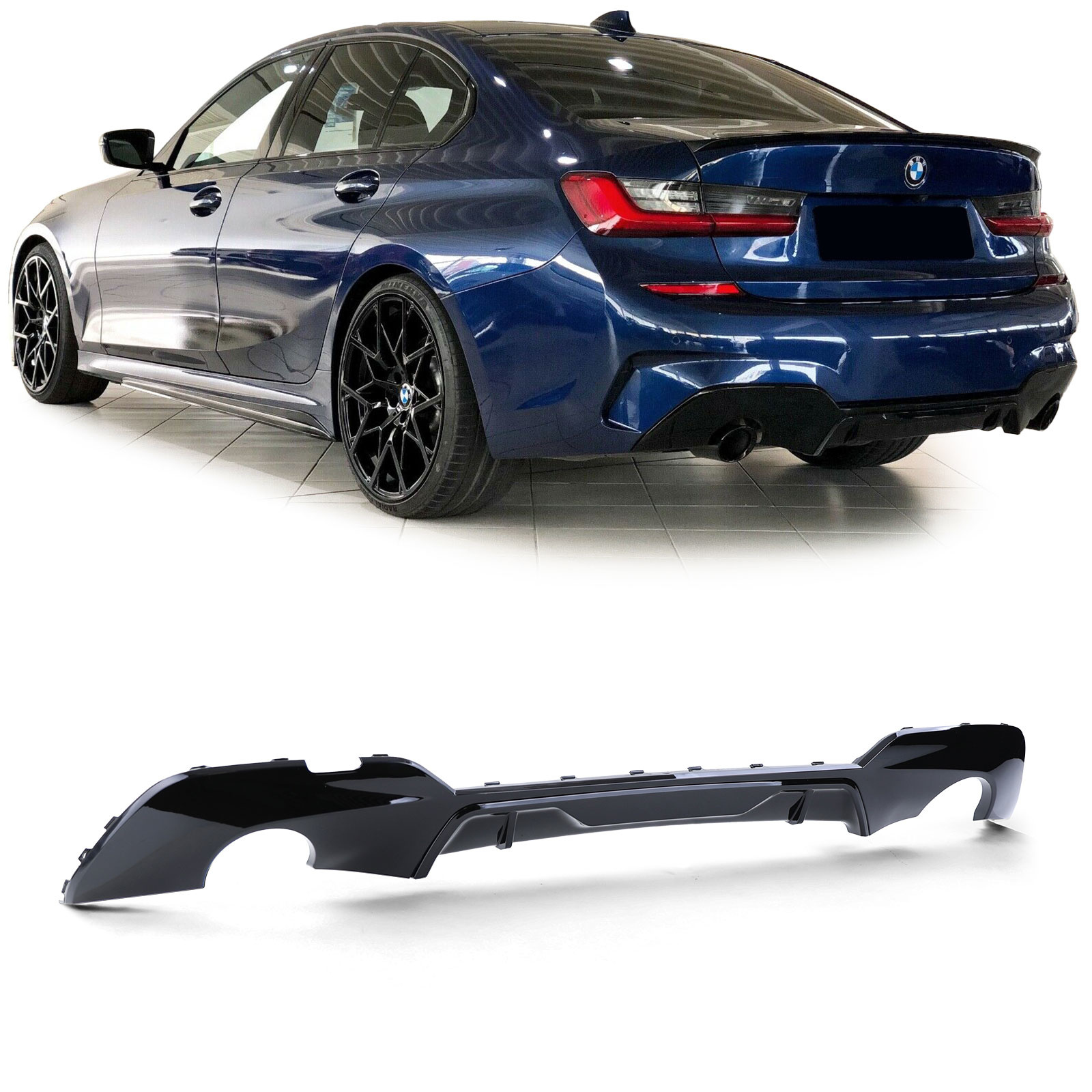 Achterdiffusor - BMW 3 G20 G21 320 330 - Zwart glanzend - ABS-kunststof