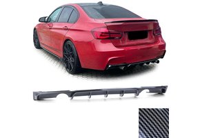 Achterdiffusor geschikt voor BMW 3 Serie F30 F31 335i 340i - Performance Carbon-look - Met uitsparingen