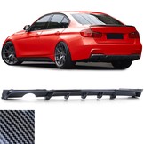 Achterdiffusor geschikt voor BMW 3 Serie F30 F31 2011-2019 - Performance carbon-look - Enkele uitlaatuitsparing