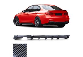 Achterdiffusor - BMW 3 Serie F30 F31 2011-2019 - Performance carbon-look - Enkele uitlaatuitsparing