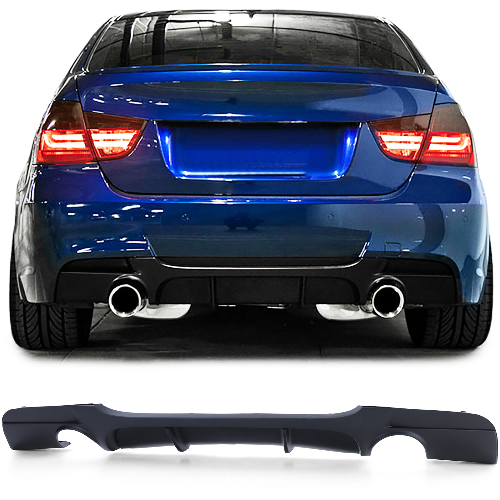 Achterdiffusor - BMW 3 Serie E90 E91 335d 335i - Zwarte Matte Prestaties - ABS Kunststof