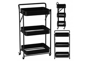 Keukentrolley - opvouwbaar - 88x30x45 cm - zwart