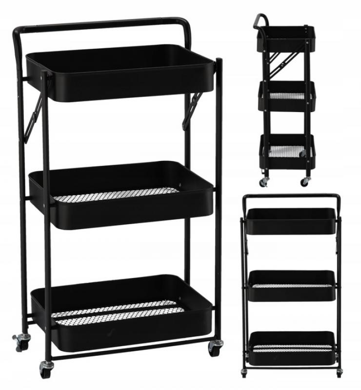 Keukentrolley - opvouwbaar - 88x30x45 cm - zwart