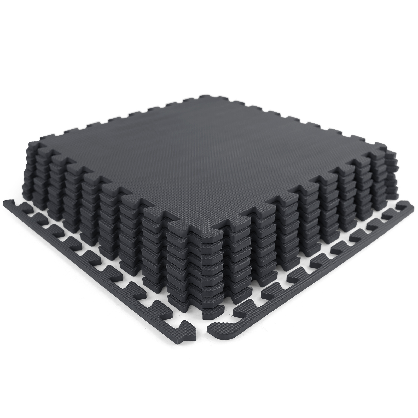 Sportvloer fitnessapparatuur - 50 x 50 cm - 8 stuks - zwart