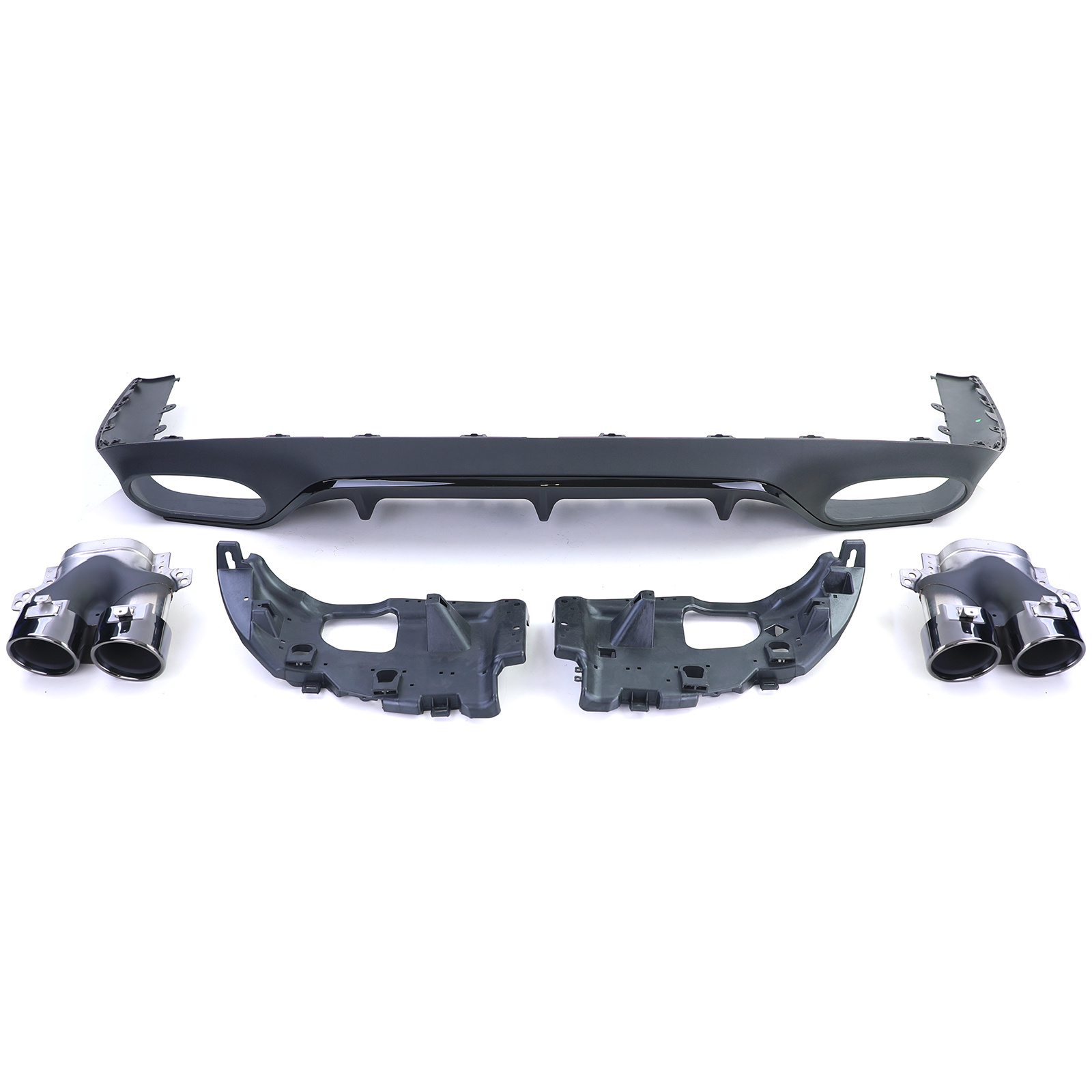 Achterdiffusor geschikt voor Mercedes E Coupé C238 - Sportuitlaat - Zwart