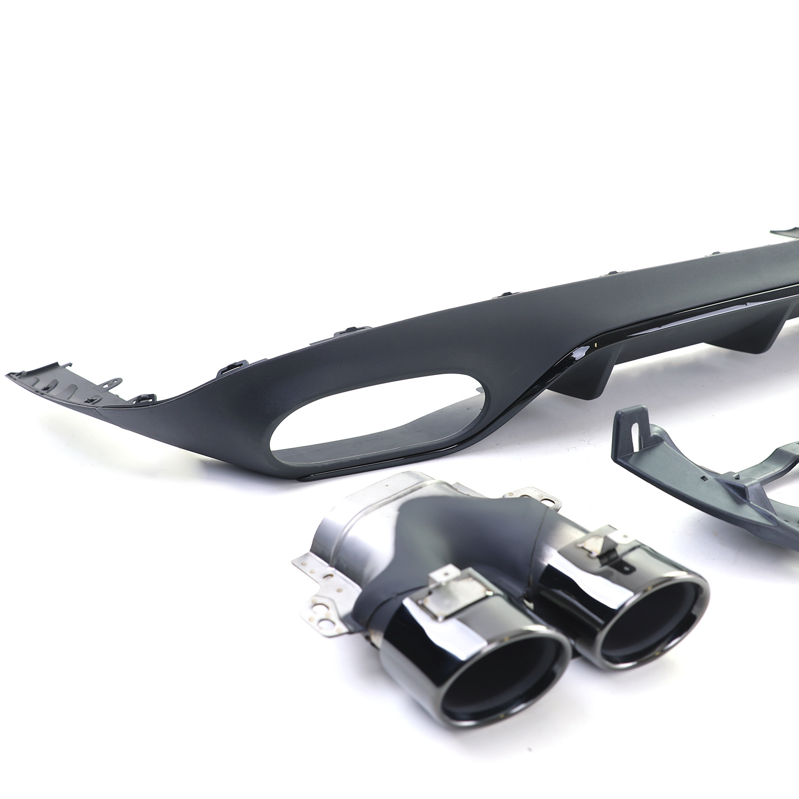 Achterdiffusor geschikt voor Mercedes E Coupé C238 - Sportuitlaat - Zwart