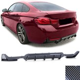 Achterdiffusor geschikt voor BMW 4 Serie F32 F33 F36 - Performance carbon - Uitsparing enkele uitlaat
