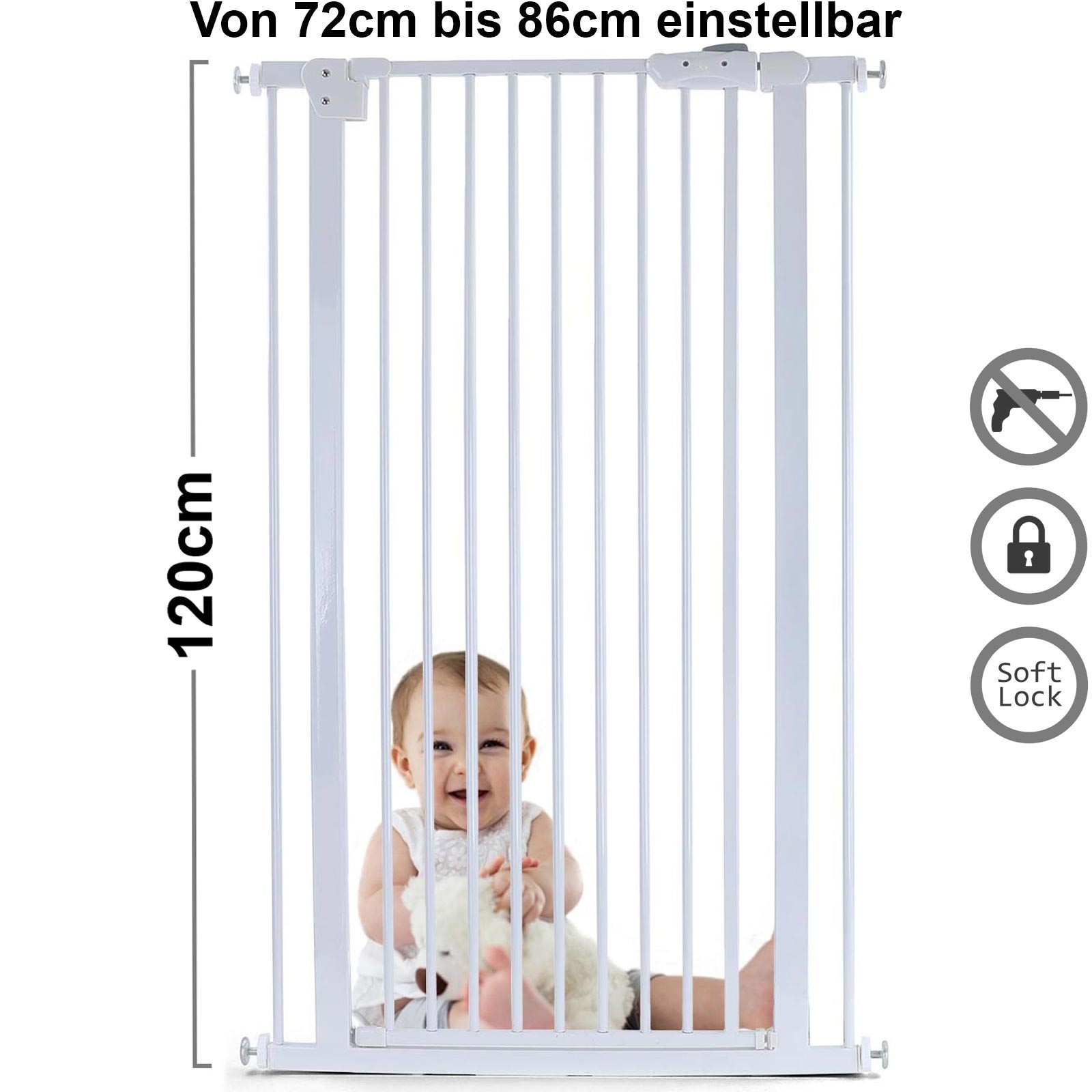 Traphek 72-86cm - verstelbaar - wit - 120cm hoog