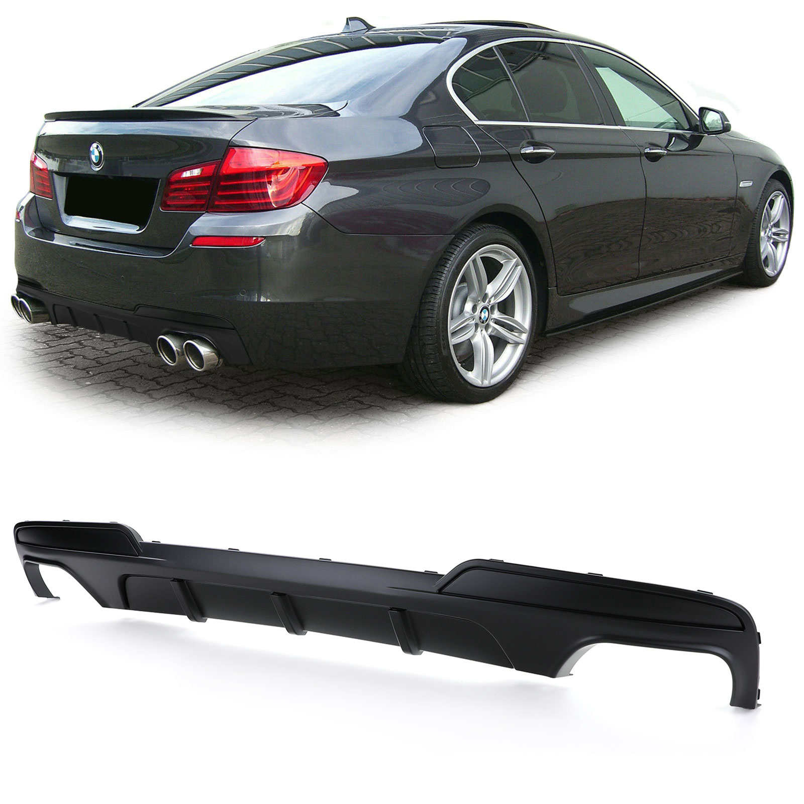 Achterdiffusor - BMW 5 Serie F10 F11 550i M550d - Sportieve Look - Mat Zwart