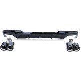 Achterdiffusor geschikt voor BMW F10 F11 535i 535d - 4-pijps real carbon - Glans zwart