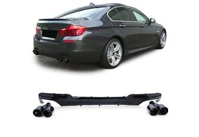 Achterdiffusor - BMW F10 F11 535 - Glanzend Zwart - 4-pijps Performance Look