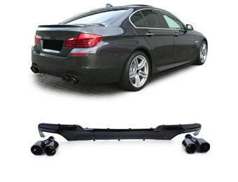 Achterdiffusor - BMW F10 F11 535 - Glanzend Zwart - 4-pijps Performance Look