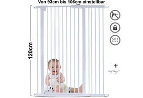 Traphek 93-106cm - metaal - wit - 120cm hoog