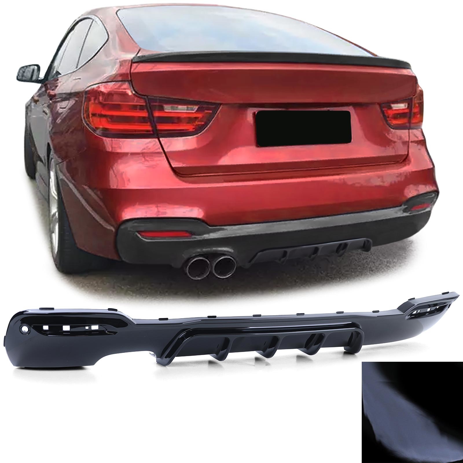 Achterdiffusor - BMW 3 Serie GT F34 - Zwart Glans - Sportief Uiterlijk