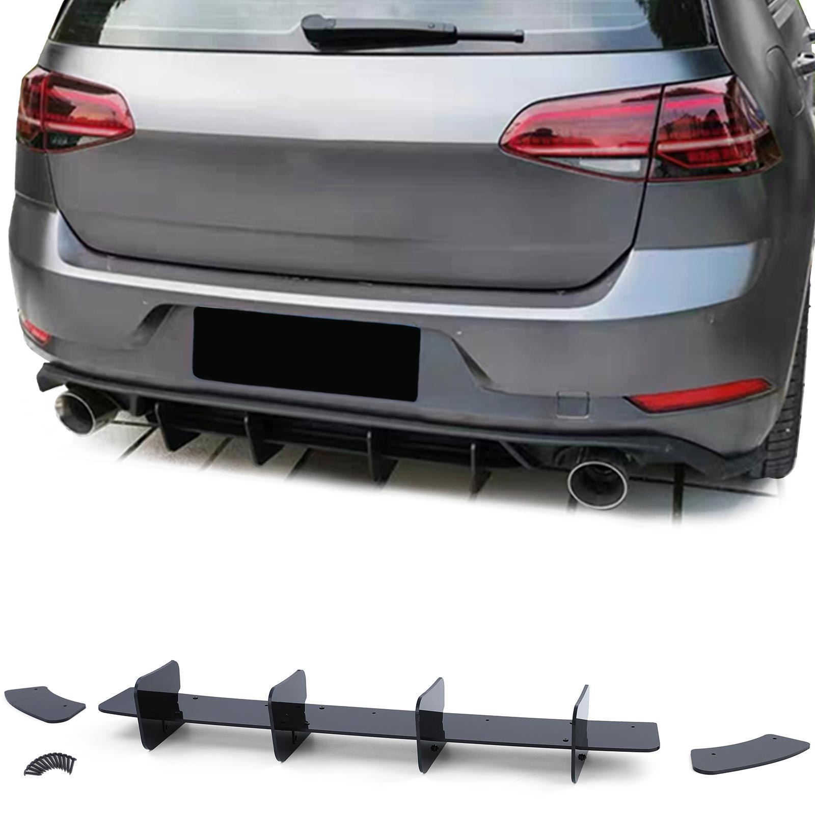 Achterdiffusor - VW Golf 7 GTI Sedan 13-20 - Glanzend Zwart - Sport Optiek