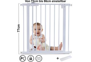 Traphek 72-86cm - deur - wit - 77cm hoog