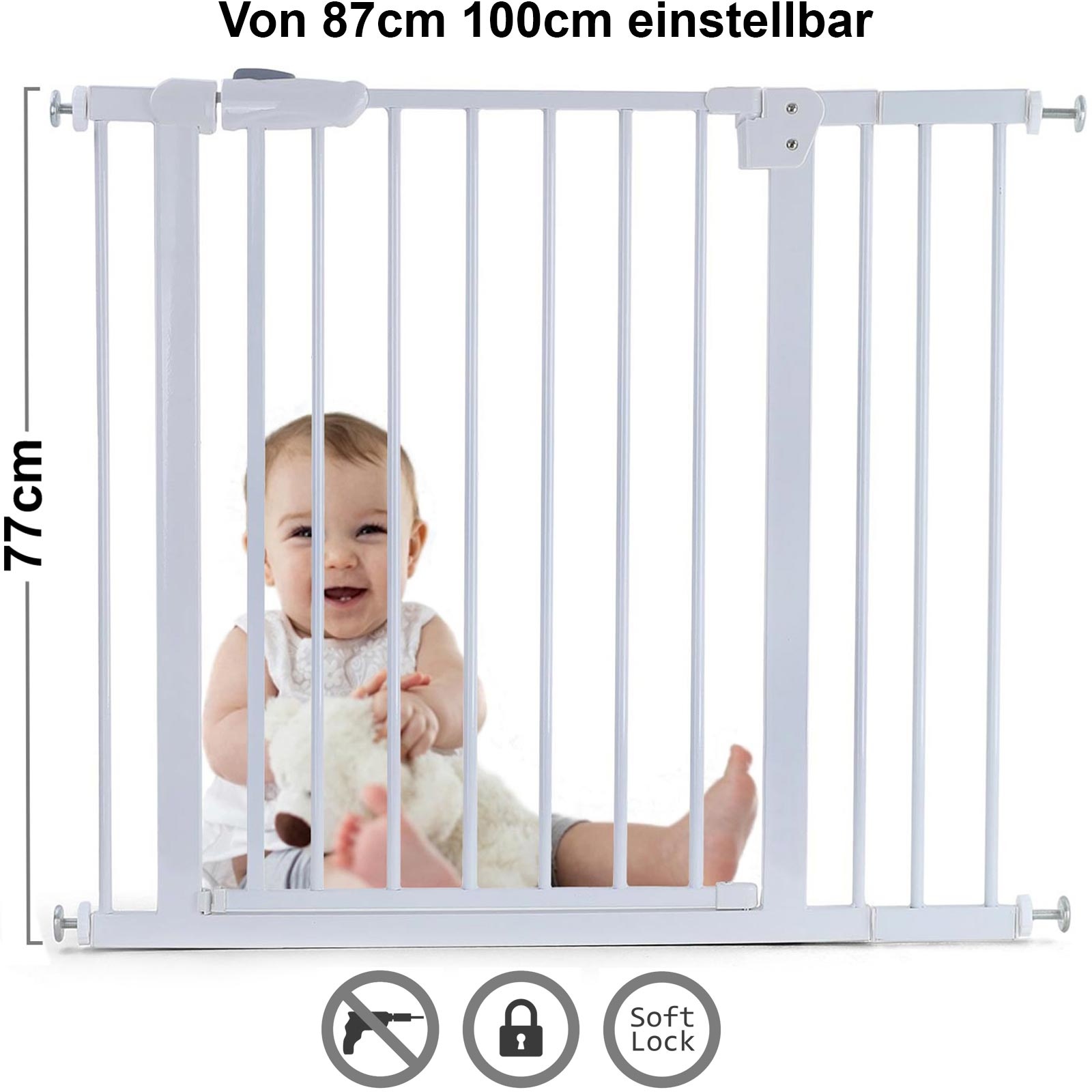 Traphek 87-100cm - verstelbaar - wit - 77cm hoog