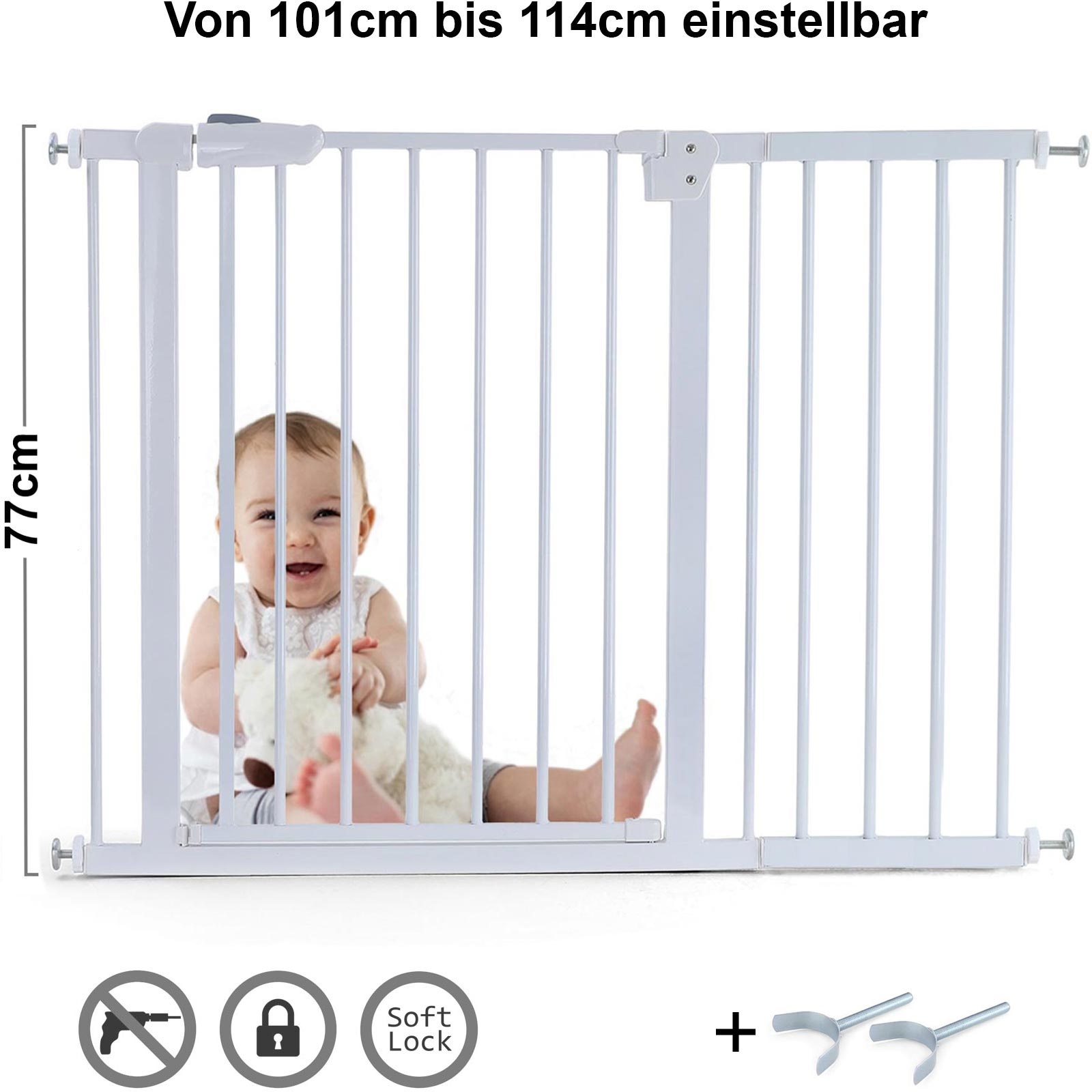 Traphek 101-114cm - Met Y-houder - Wit - 77cm hoog