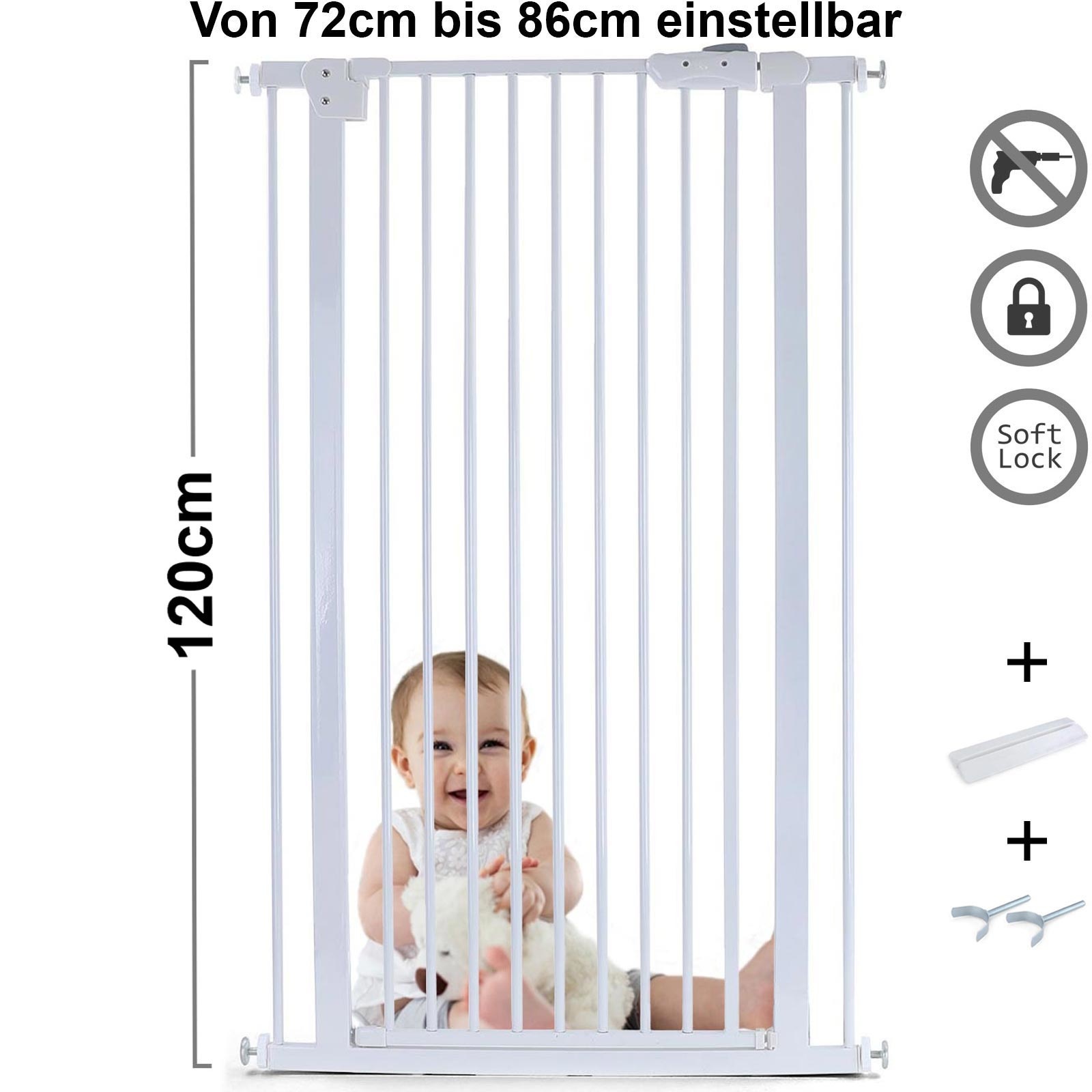 Traphek 72-86cm - wit - 120cm hoog