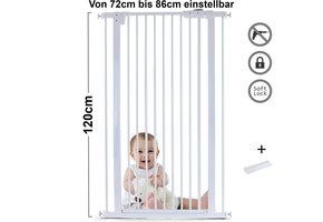 Traphek 72-86cm - deur - wit - 120cm hoog