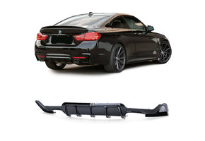 Achterdiffusor geschikt voor BMW 4 Serie F32 F33 F36 - Glans Zwart - Dubbele Pijp - 100% Passend