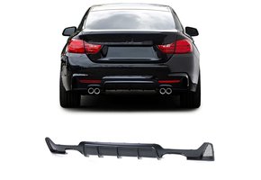 Achterdiffusor geschikt voor BMW 4 Serie F32 F33 F36 - Zwart mat - Dubbele uitlaatuitsparing
