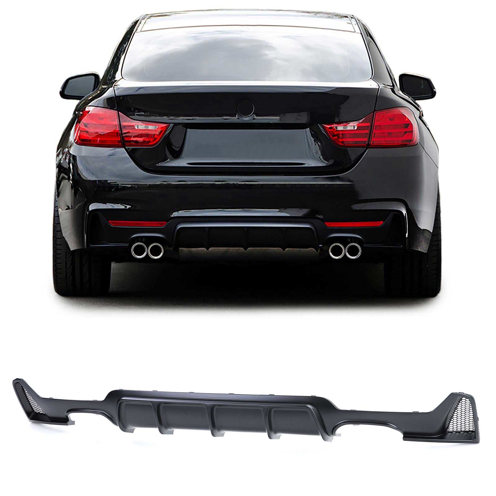 Achterdiffusor - BMW 4 Serie F32 F33 F36 - Zwart mat - Dubbele uitlaatuitsparing