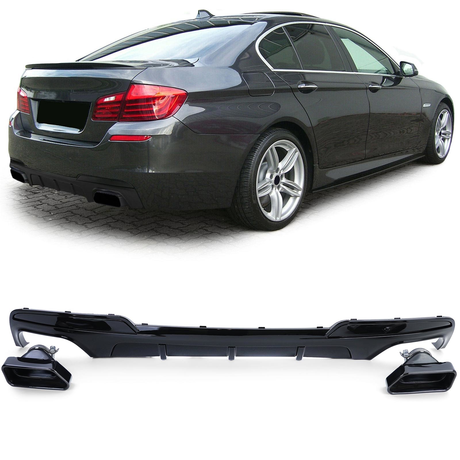 Achterdiffusor - BMW F10 F11 535 - Zwarte glans - 550 performance look