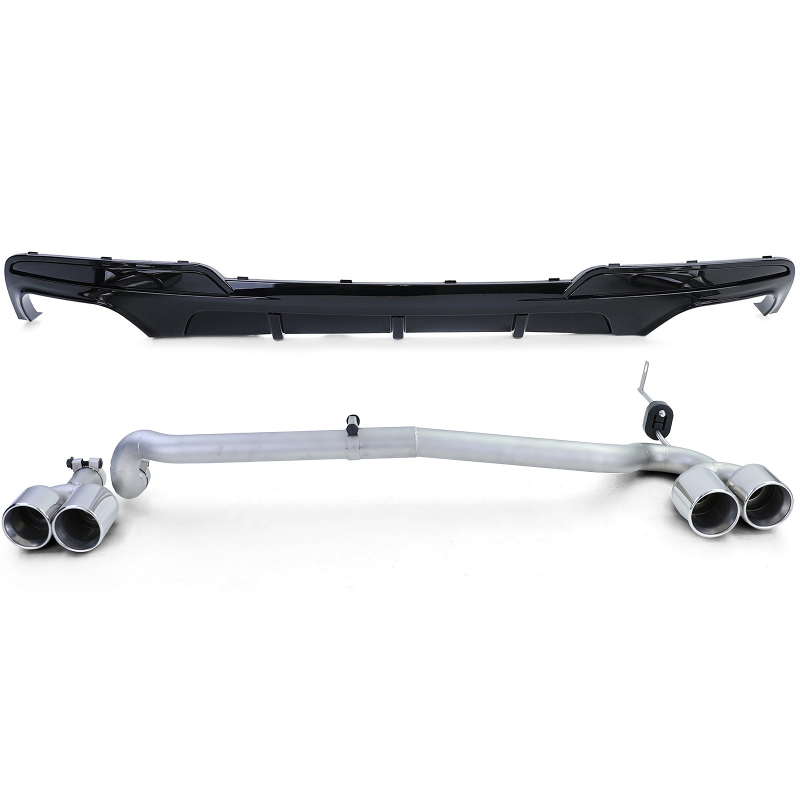 Achterdiffusor geschikt voor BMW F10 F11 520 525 528 530 - RVS - Sport optiek