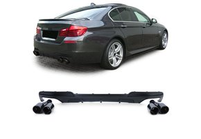 Achterdiffusor - geschikt voor BMW 5 Serie F10 F11 535 - Zwart Mat - 4-pijps Performance Look