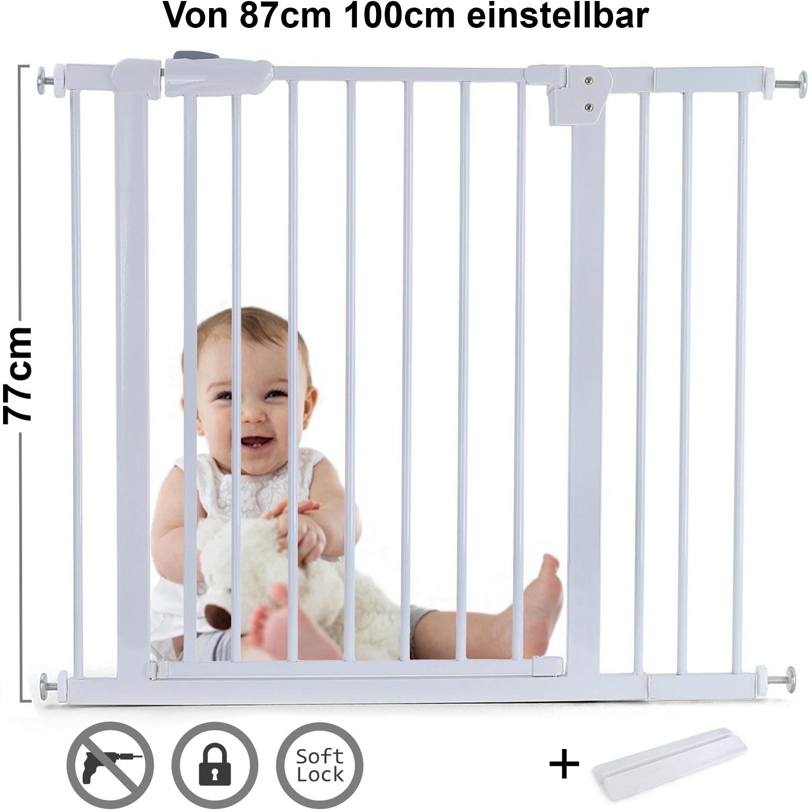 Traphek 87-100cm - Inclusief verlenging - wit - 77cm hoog