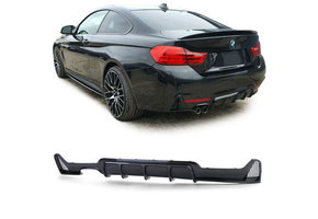 Achterdiffusor geschikt voor BMW F32 F33 F36 - Performance Carbon - Dubbele Uitlaat - Zwart - 121x43x13cm