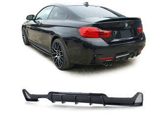 Achterdiffusor - BMW F32 F33 F36 - Performance Carbon - Dubbele Uitlaat - Zwart - 121x43x13cm