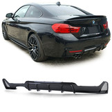 Achterdiffusor geschikt voor BMW F32 F33 F36 - Performance Carbon - Dubbele Uitlaat - Zwart - 121x43x13cm