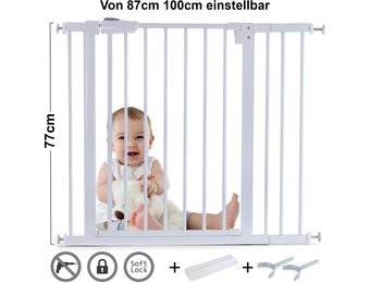 Traphek 87-100cm - metaal - wit - 77cm hoog