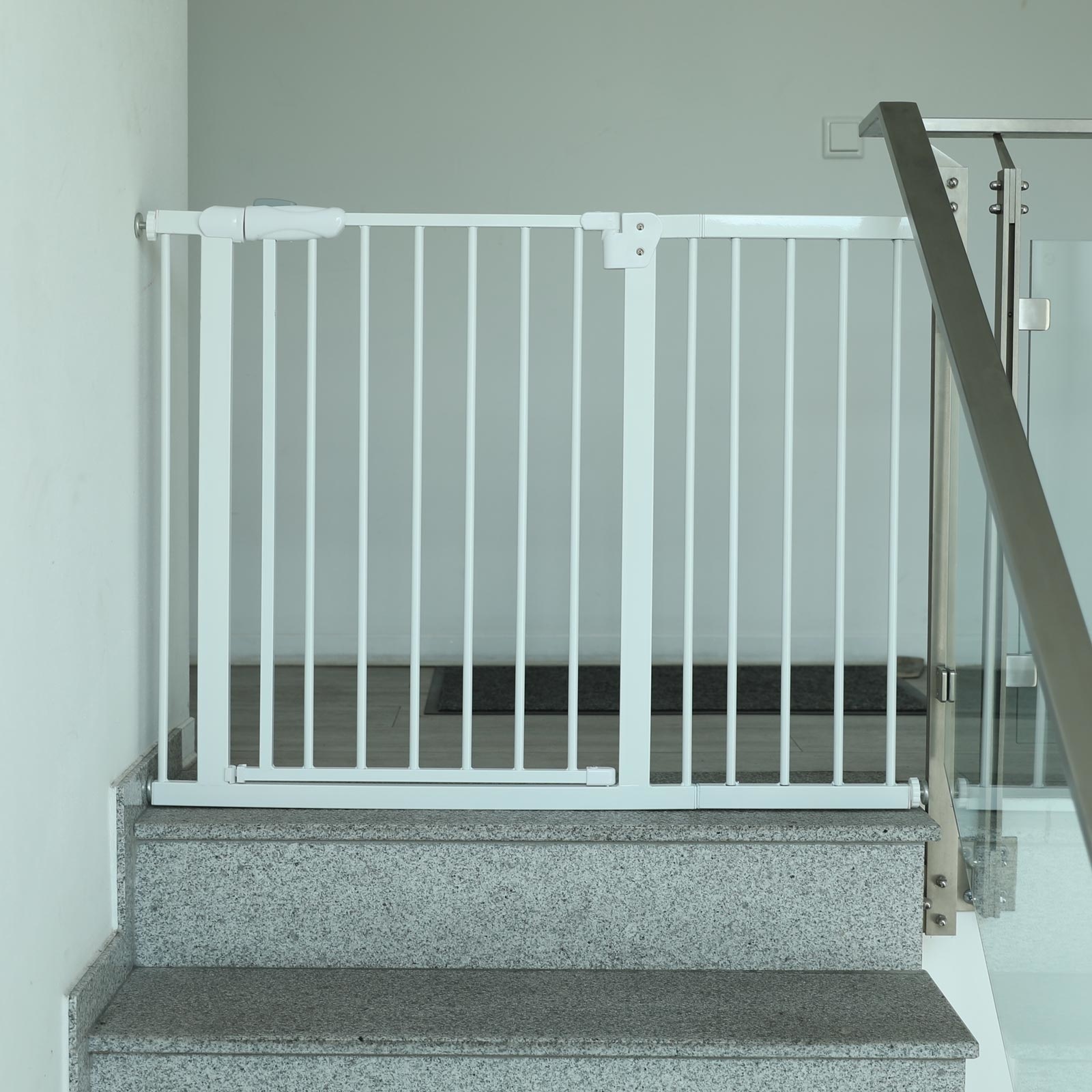 Traphek 87-100cm - metaal - wit - 77cm hoog