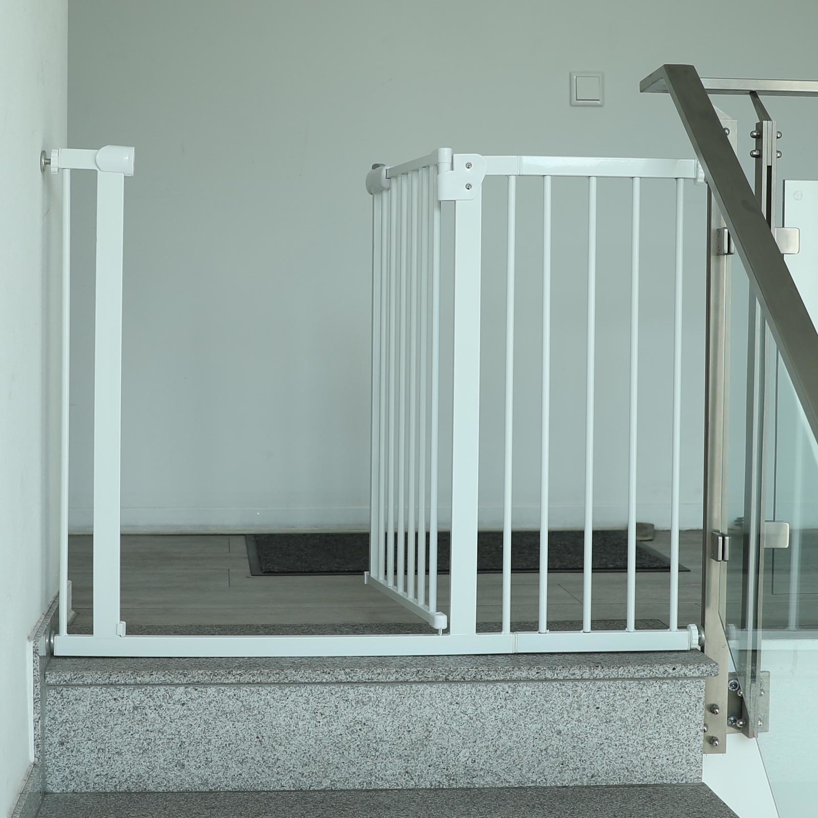 Traphek 87-100cm - metaal - wit - 77cm hoog