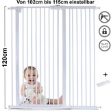 Traphek 102-115cm - deurfunctie - wit - 120cm hoog