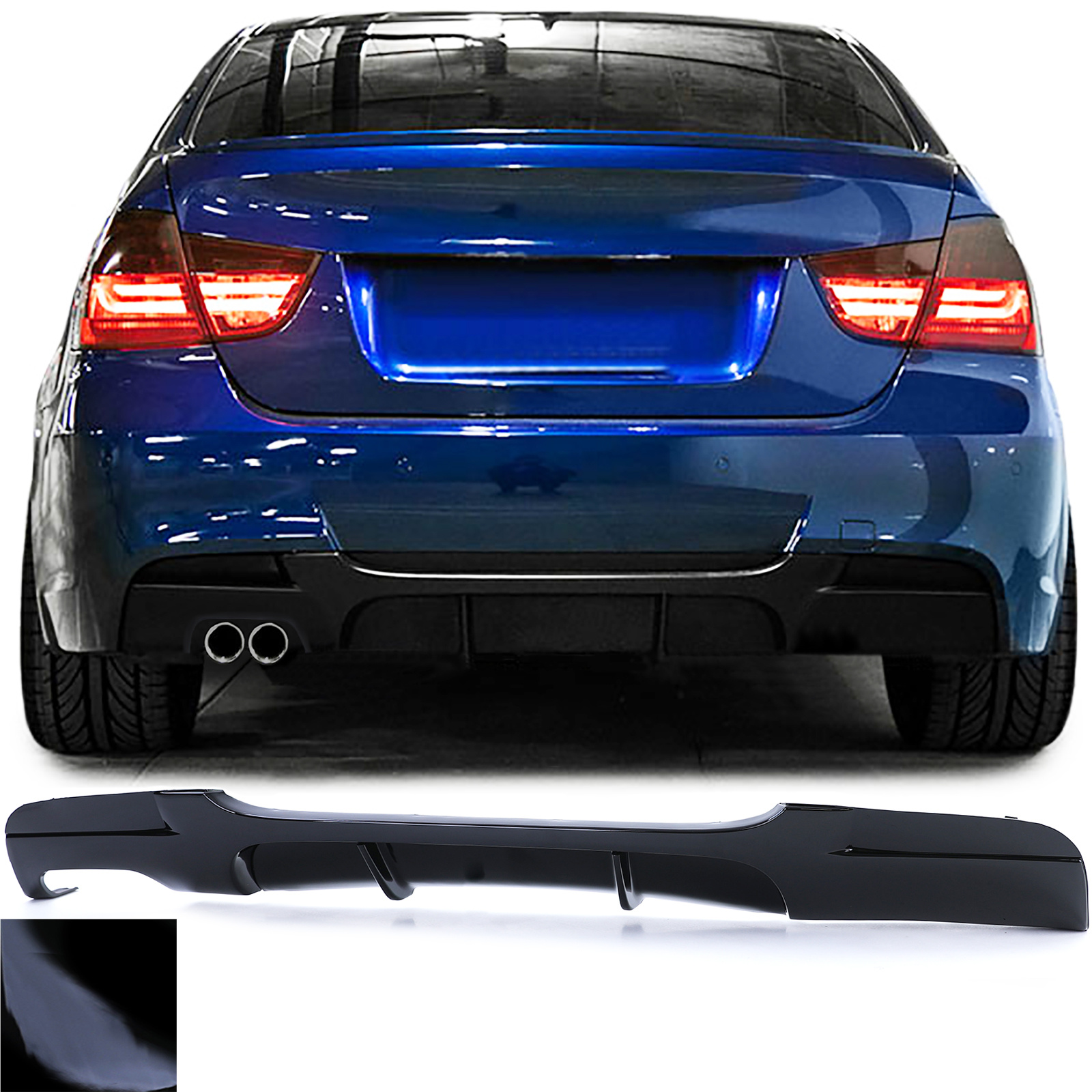 Achterdiffusor - BMW E90/E91 316-330 - Zwart Gloss - Sportieve Look