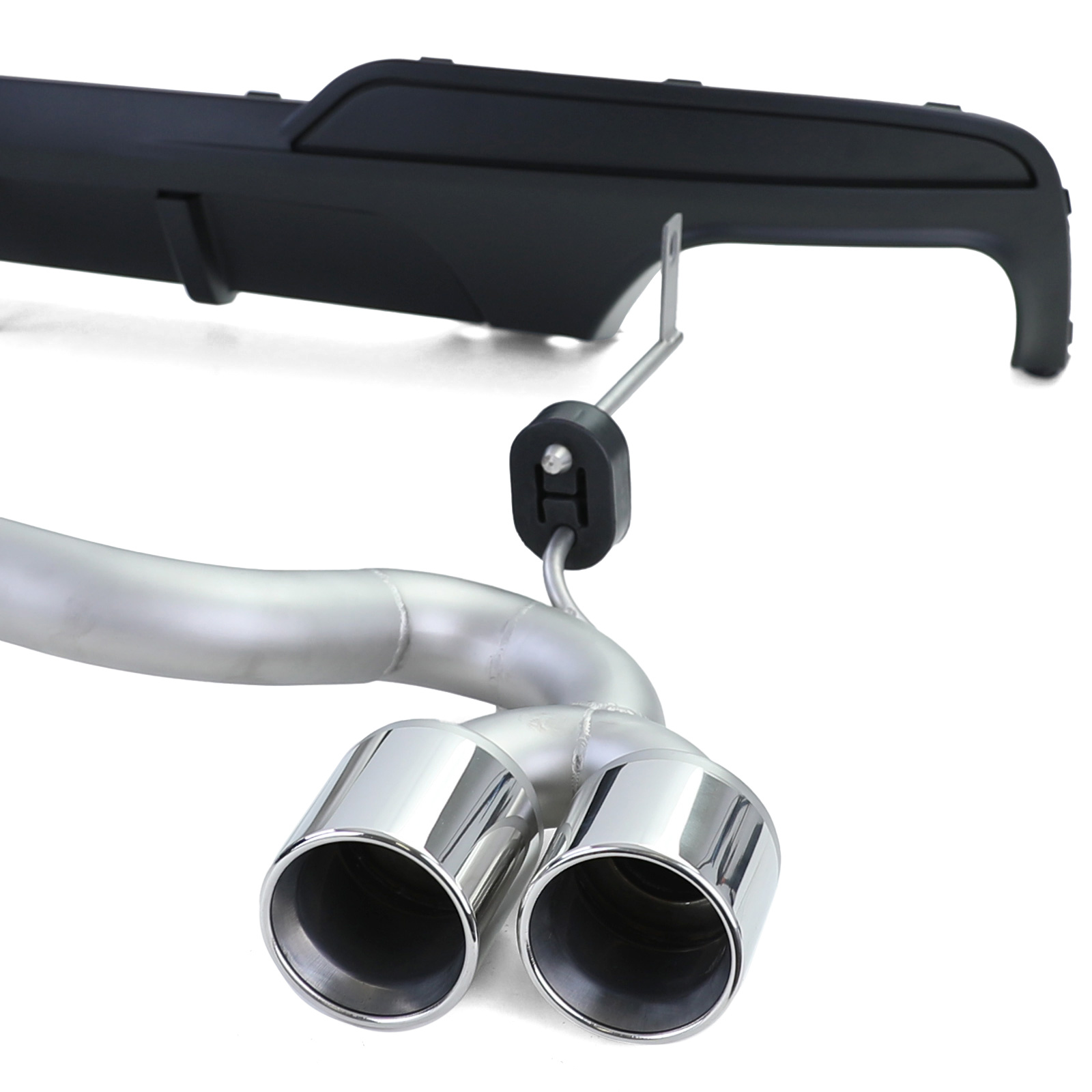 Achterdiffusor geschikt voor BMW F10 F11 520-530 - Mat Zwart - RVS Uitlaatpijpen