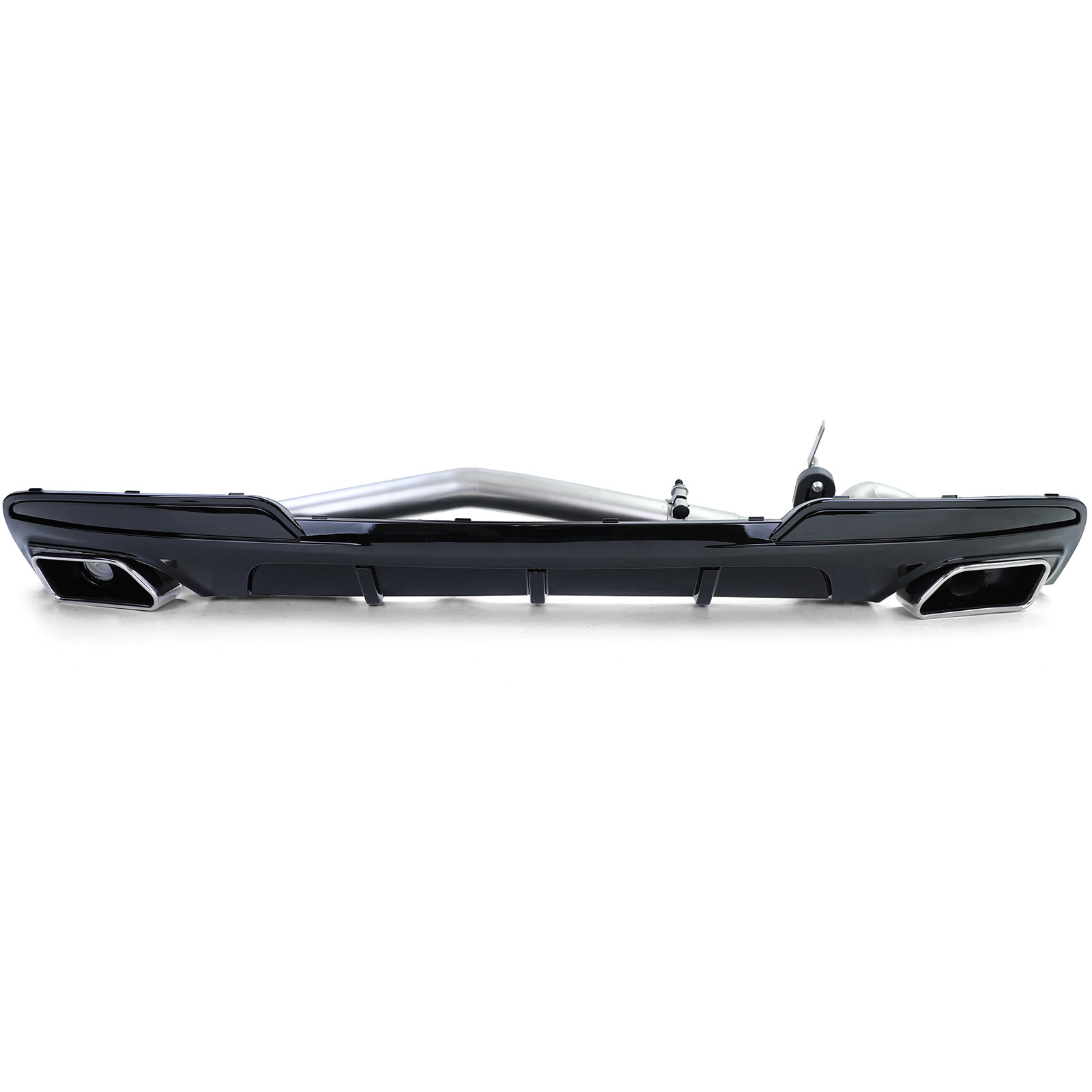 Achterdiffusor - BMW F10 F11 520 525 530 - Glanzend zwart - RVS V8-uitlaatpijpen