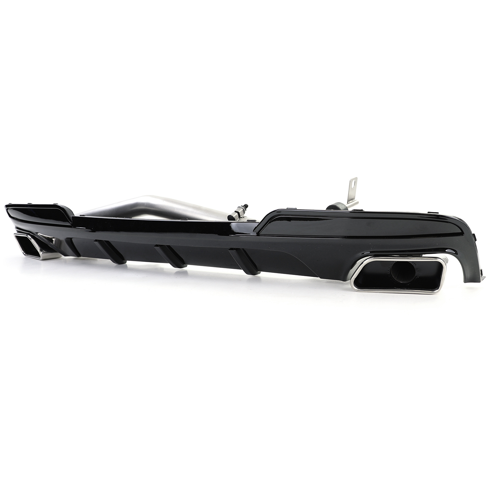 Achterdiffusor - BMW F10 F11 520 525 530 - Glanzend zwart - RVS V8-uitlaatpijpen